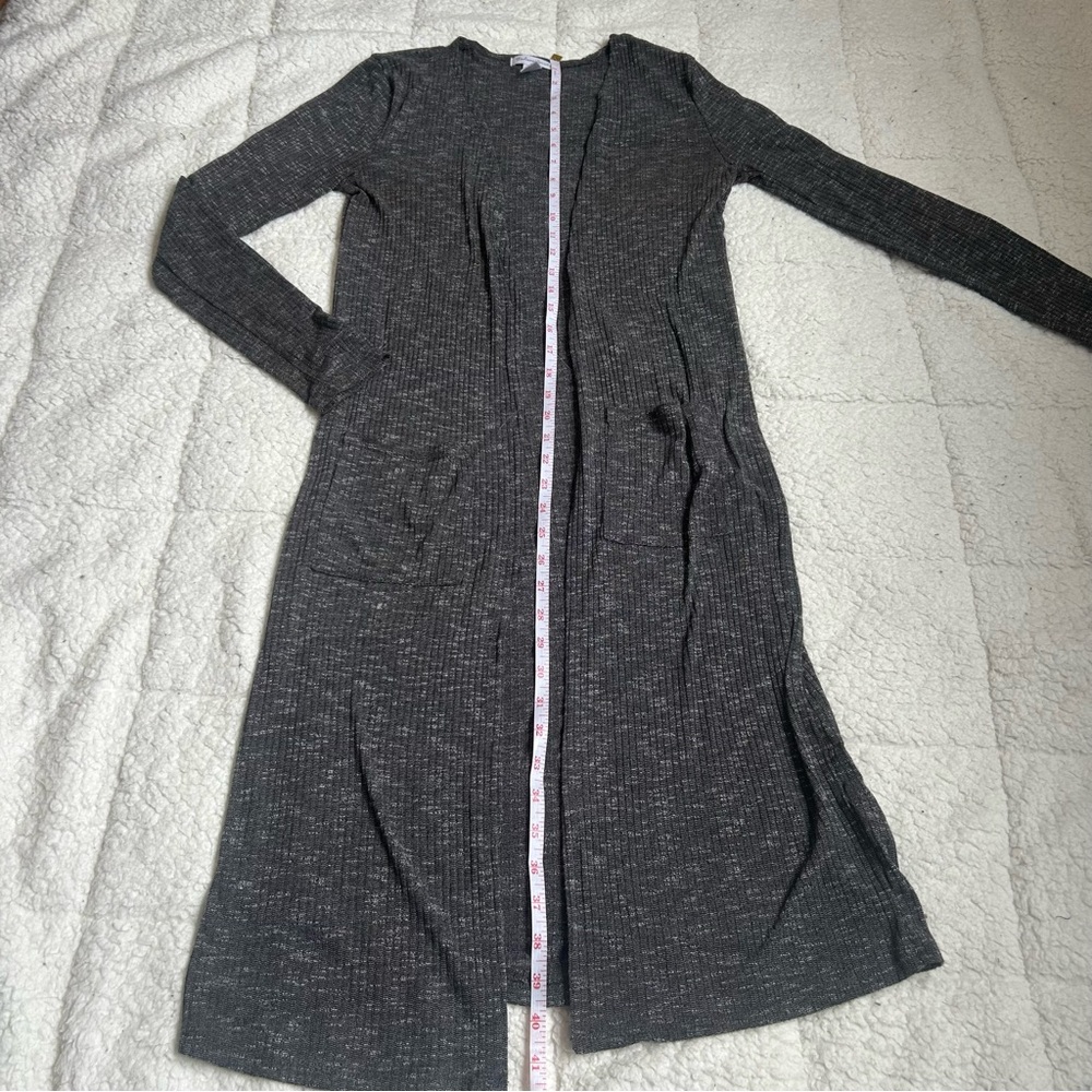 STREETWEAR SOCIETY- Long Grey Cardigan Sweater - Picture 9 of 12
